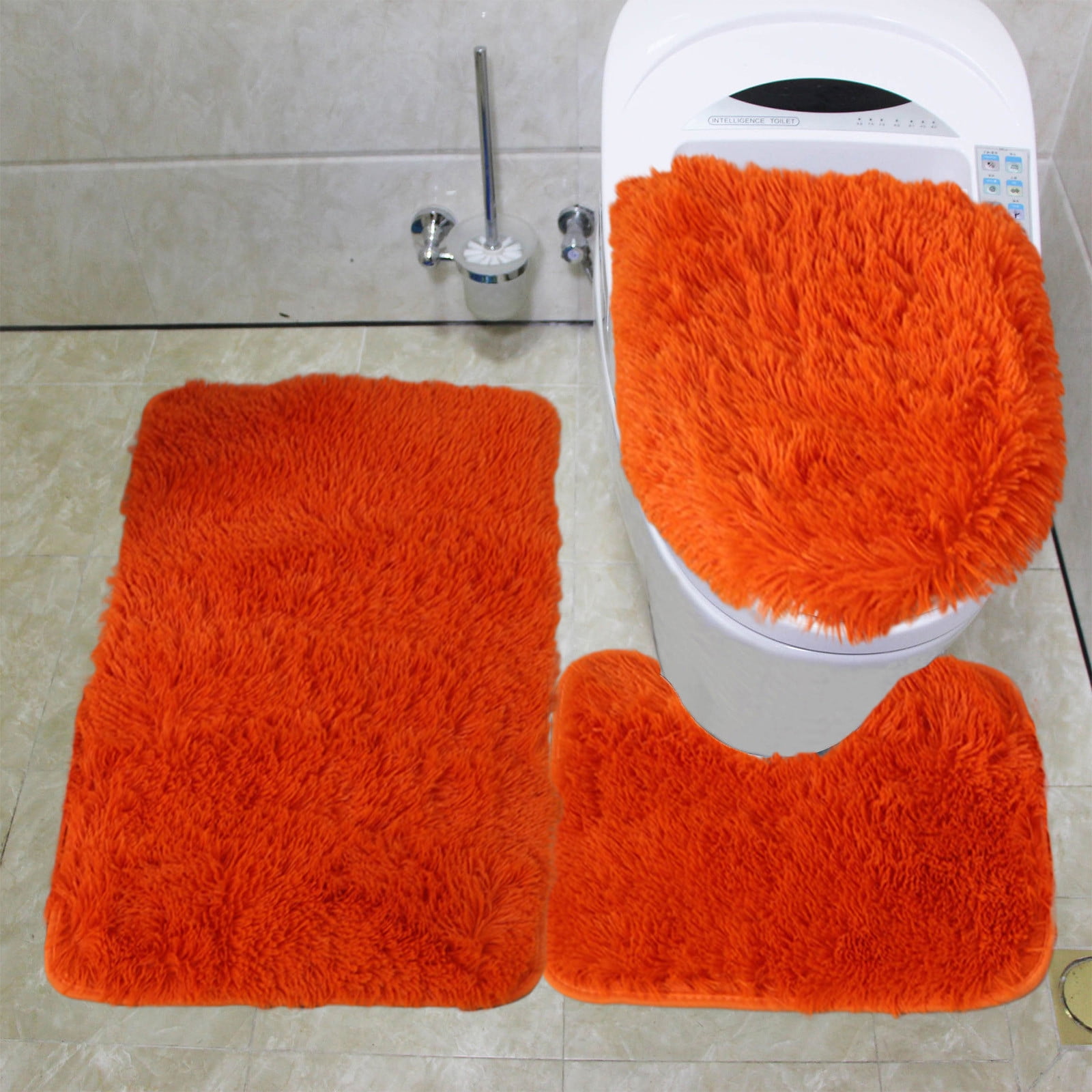 UttpKLBx Fluffy Bath Mats Bath Mats for Bathroom Non-Slip Bathroom Absorbent Floor Mat Clearance Bathroom Rugs, Cute Diatomaceous Mat Bathroom (Orange)