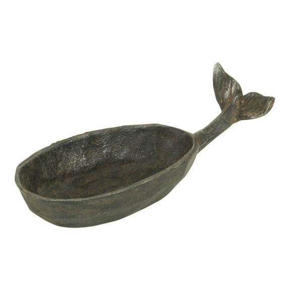 Cheungs Cast Iron, Whale Themed Storage Piece In An Unfinished, Black Finish