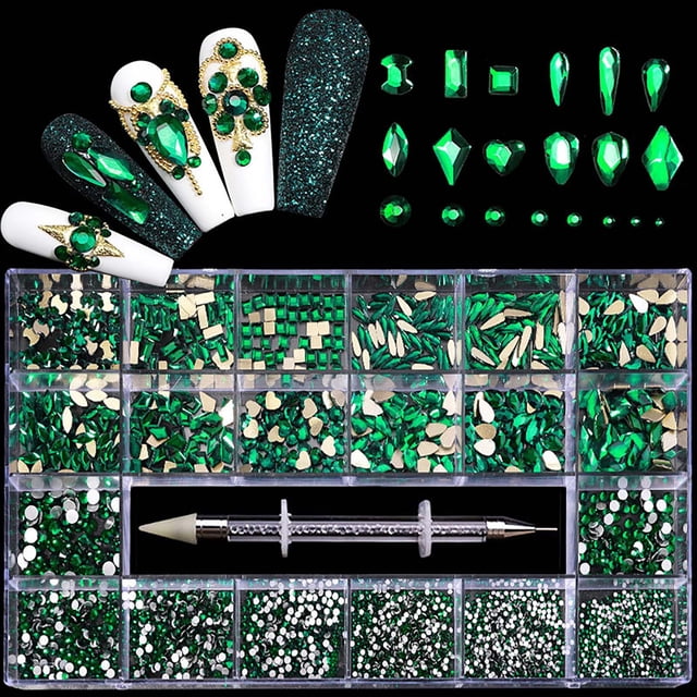 DPTALR Boxed Nail Art Diamond Flat Glass Shaped Diamond DIY Nail Art Jewelry Set
