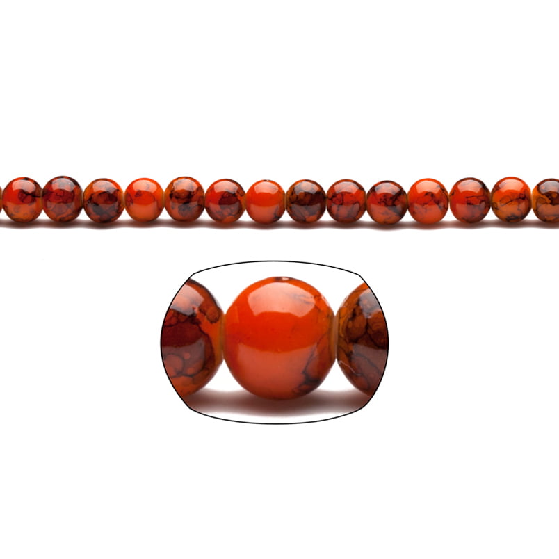 6mm BPGL-201 100pcs VALUE Orange Rainbow Glass Beads 