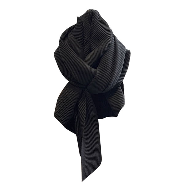 Qarigey Lujosa bufanda plisada de un solo color para mujer, elegante, versátil, suave y cómoda Accesorios de disfraces negro
