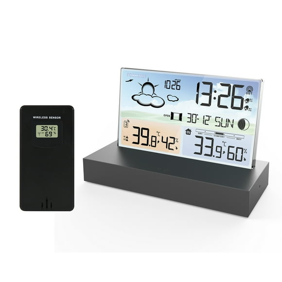 Yeacher Digital Alarm Clock Temperature Humidity Weather Forecast Electronics Desktop Table Watch AA Battery Living room Bedroom