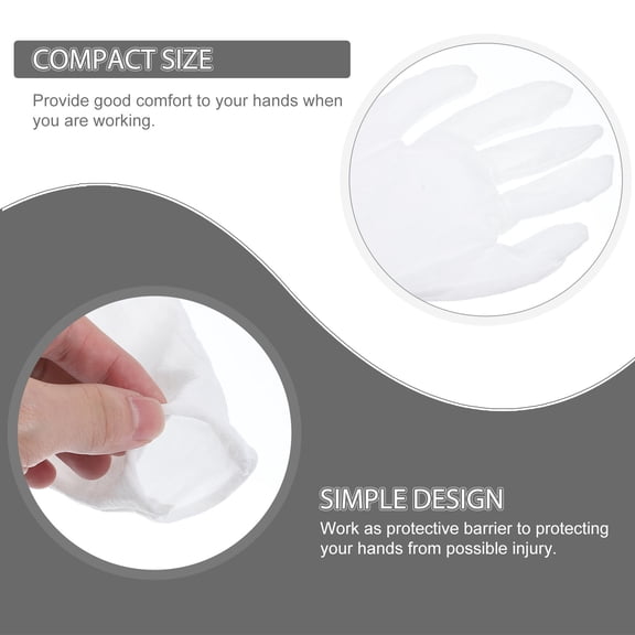 WRISTBIQUE 10 Pairs White Cotton Work Gloves Reusable Protective Gloves for Daily Use and Safety