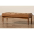 thumbnail image 7 of Baxton Studio Sanford Mid-Century Modern Tan Faux Leather Upholstered and Walnut Brown Finished Wood Dining Bench, 7 of 7