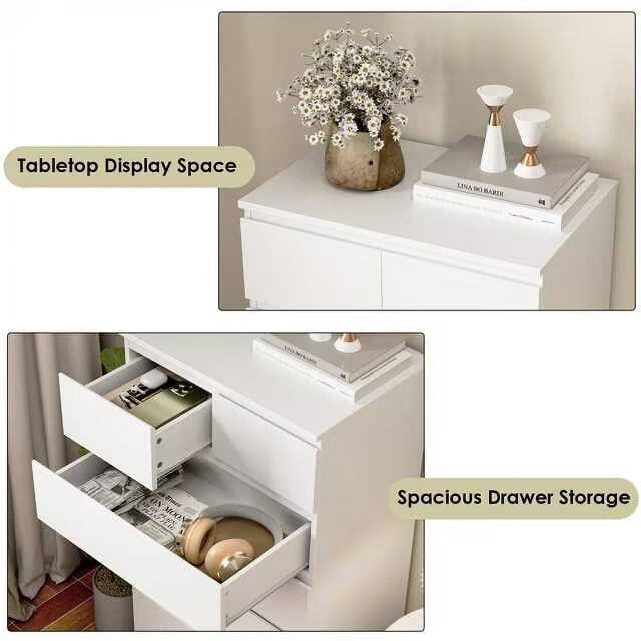 Homfa 7 Drawer White Dresser, Tall White Dresser & White Chest of Drawers, Bedroom Storage Cabinet Clothes Drawers for Bedroom Living Room