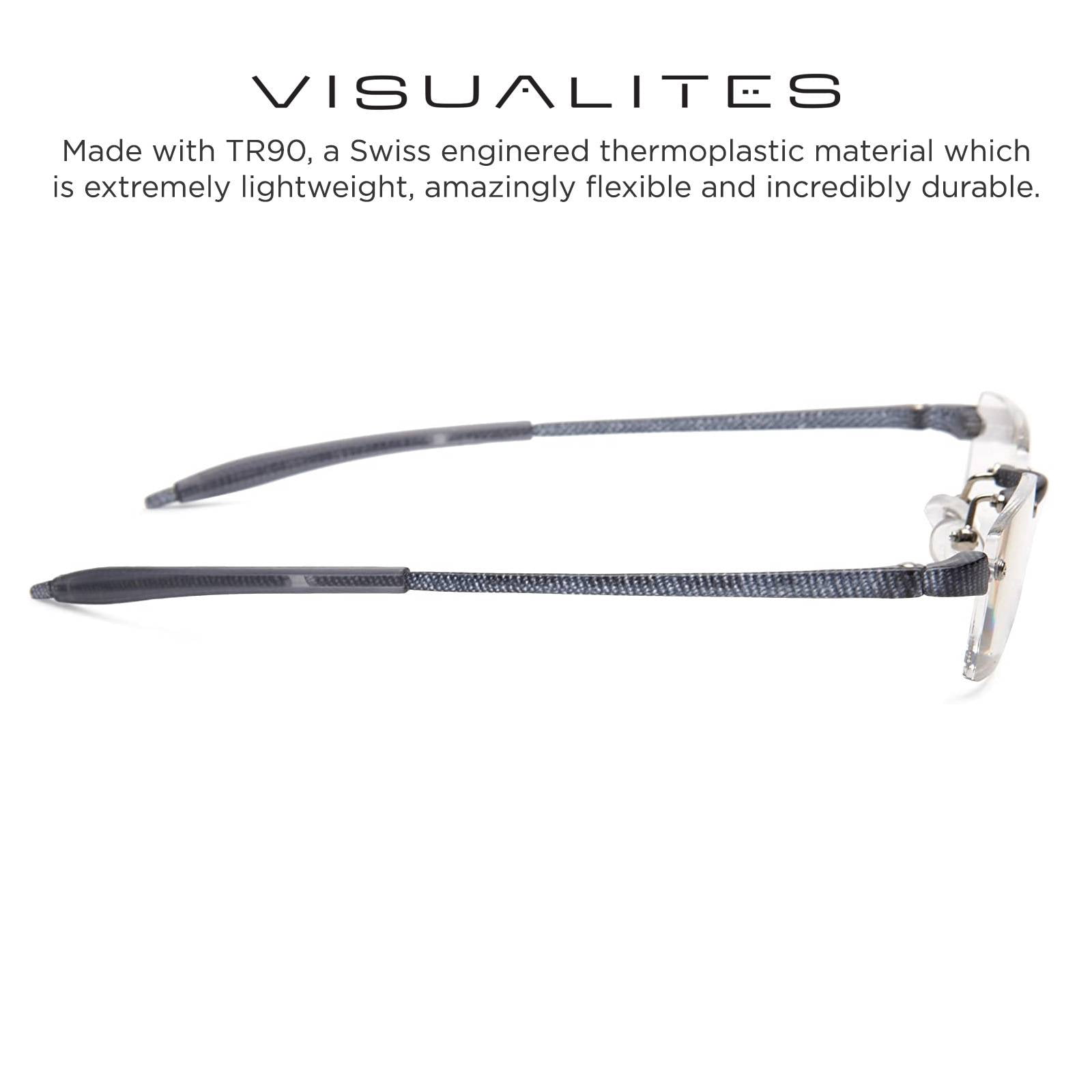 Visualites 1 Grey Matrix 2.00 Power Lightweight Rimless Rectangle Reading Glasses For Men and Woman