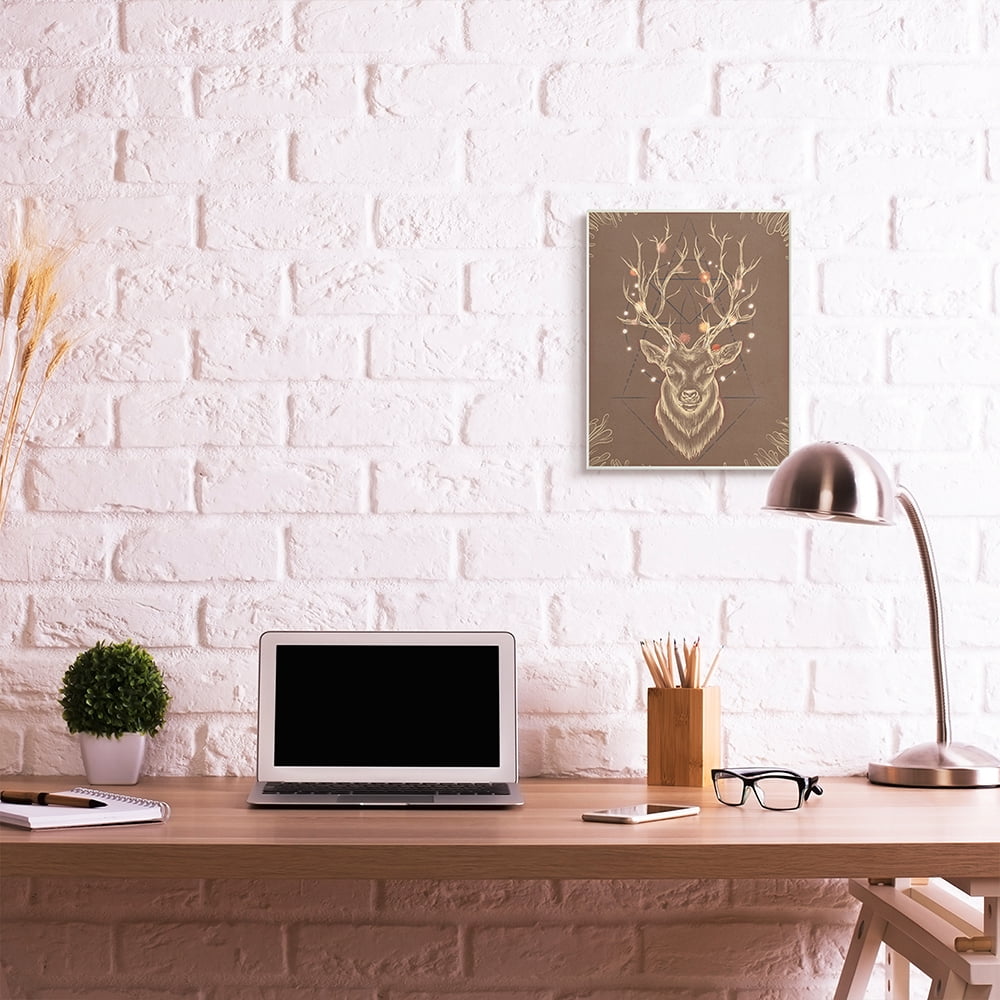 Stupell Industries Rustic Deer Antlers Abstract Geometric Sketch Wall Plaque by Ziwei Li