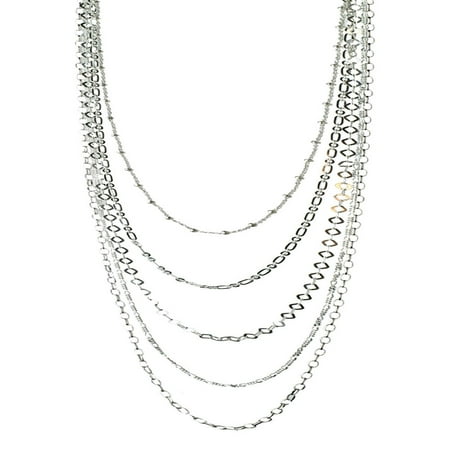 necklace multi sterling silver chain layered strand italy
