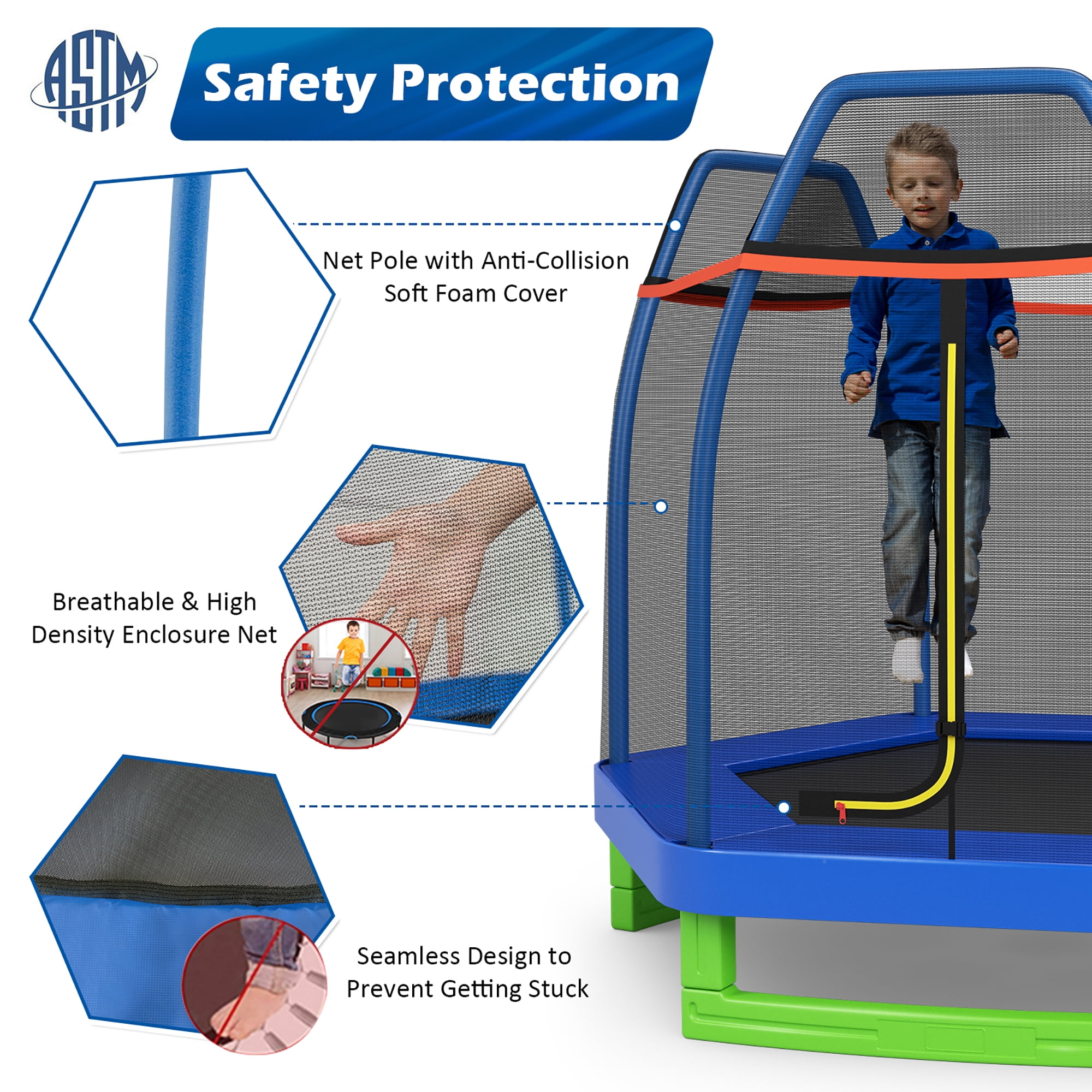 Costway 7FT Kids Trampoline Outdoor Indoor Recreational Bounce Jumper Blue