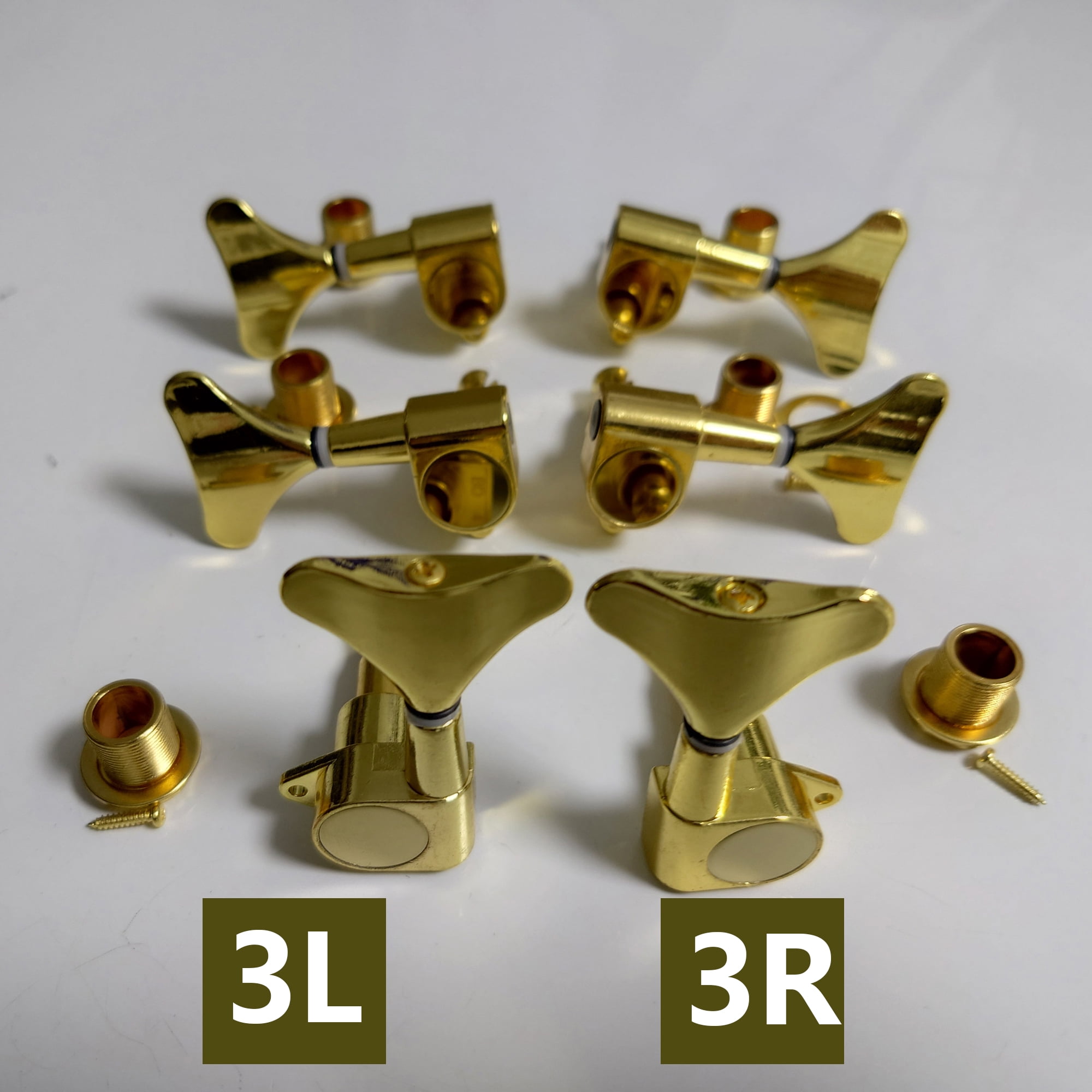 3L 3R Gold Closed Electric Bass Tuning Pegs Left & Right Tuners Set for 3L 3R String Configuration Bass Guitar
