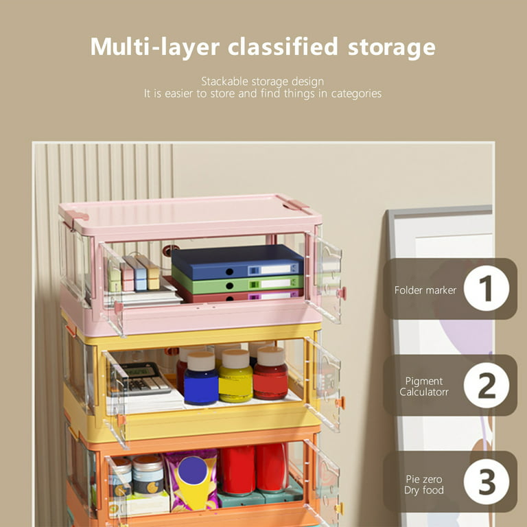 Oavqhlg3b Clearance Plastic Storage Bins for Closet Organizers and Storage, Folding Storage Box, Stackable Storage Bins with Open Front Door