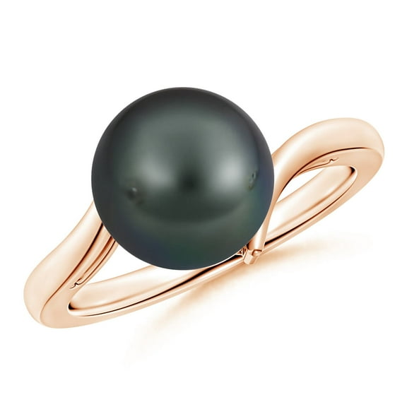 ANGARA Solitaire Tahitian Cultured Pearl Bypass Ring in 14K Rose Gold for Women | June Birthstone, Birthday, Anniversary, Jewelry Gift for Women | Pearl Ring
