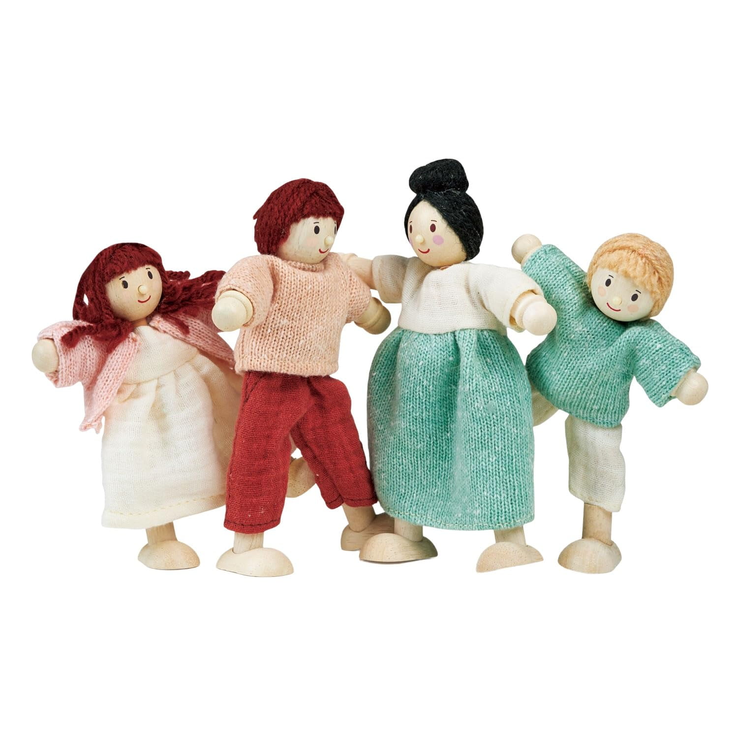 Mentari Toys - Honeybunch Wooden Doll Family - Enhance Creative Storytelling with Artisan Wooden Dolls for Your Doll House - Age 3+