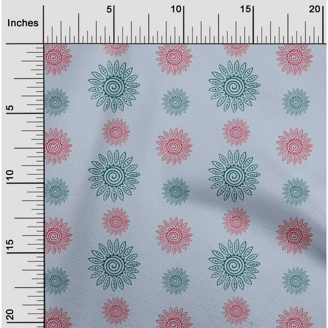 oneOone Polyester Lycra Fabric Spiral & Floral Block Print Fabric By The Yard 56 Inch Wide