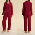 thumbnail image 4 of Mifsaly Family Silk Pajamas Matching Sets Long Sleeve Button Down Sleepwear Loose Homewear Straight Leg Sleep Pants Soft Valentine Pjs Spring Fall Loungewear M, 4 of 5