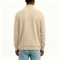 thumbnail image 5 of Men Full Zip Knit Cardigan Sevevn Long Sleeve Ribbed Stand Collar Sweater Jacket With Dual Side Hand Pockets Loose Fit Outerwear For Daily Casual And Travel Occasions, 5 of 8