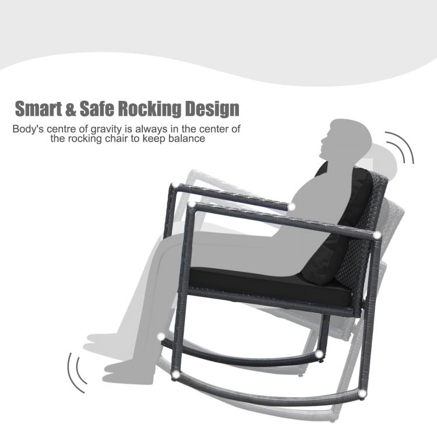 Aimee Lii 3 Pieces Patio Rattan Set Rocking Chair, Balcony Chairs, Small Patio Set, Black Aimee Lii 3 Pieces Patio Rattan Set Rocking Chair, Balcony Chairs, Small Patio Set, Black