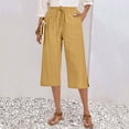 thumbnail image 6 of Titcea Capri Pants for Women Cotton Linen Drawstring Elastic High Waisted Wide Leg Casual Pants with Pockets Breathable Beach Vacation Capris 2026, 6 of 8