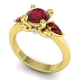 thumbnail image 2 of 2.50 Carat Round Cut Red Ruby & Garnet Gemstone Fany Three Stone Wedding Ring for Girls Solid 14K Yellow Gold Size 9 by Diamond-Capitals, 2 of 8