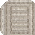 thumbnail image 4 of HomeRoots 628988 8 ft. Taupe & Ivory Geometric Washable Transitional Indoor & Outdoor Round Area Rug, 4 of 9