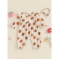 thumbnail image 2 of FEORJGP Toddler Baby Girl One-piece Rompers 0 3M 6M 12M 18M Infant Long Sleeve Jumpsuits Floral/Strawberry Print Ruffled Crew Neck Bodysuits with Head Comfy 2 Pcs Clothes Set for Spring Fall, 2 of 7