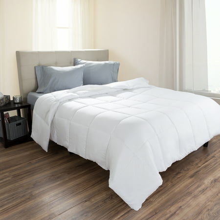 White Goose Down Alternative Comforter, Hypo-Allergenic, Quilted Box Stitched, All Season Bed Comforter by Somerset
