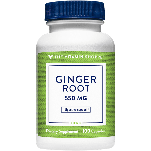 The Vitamin Shoppe Ginger Root 550MG, Whole Herb Supplement that
