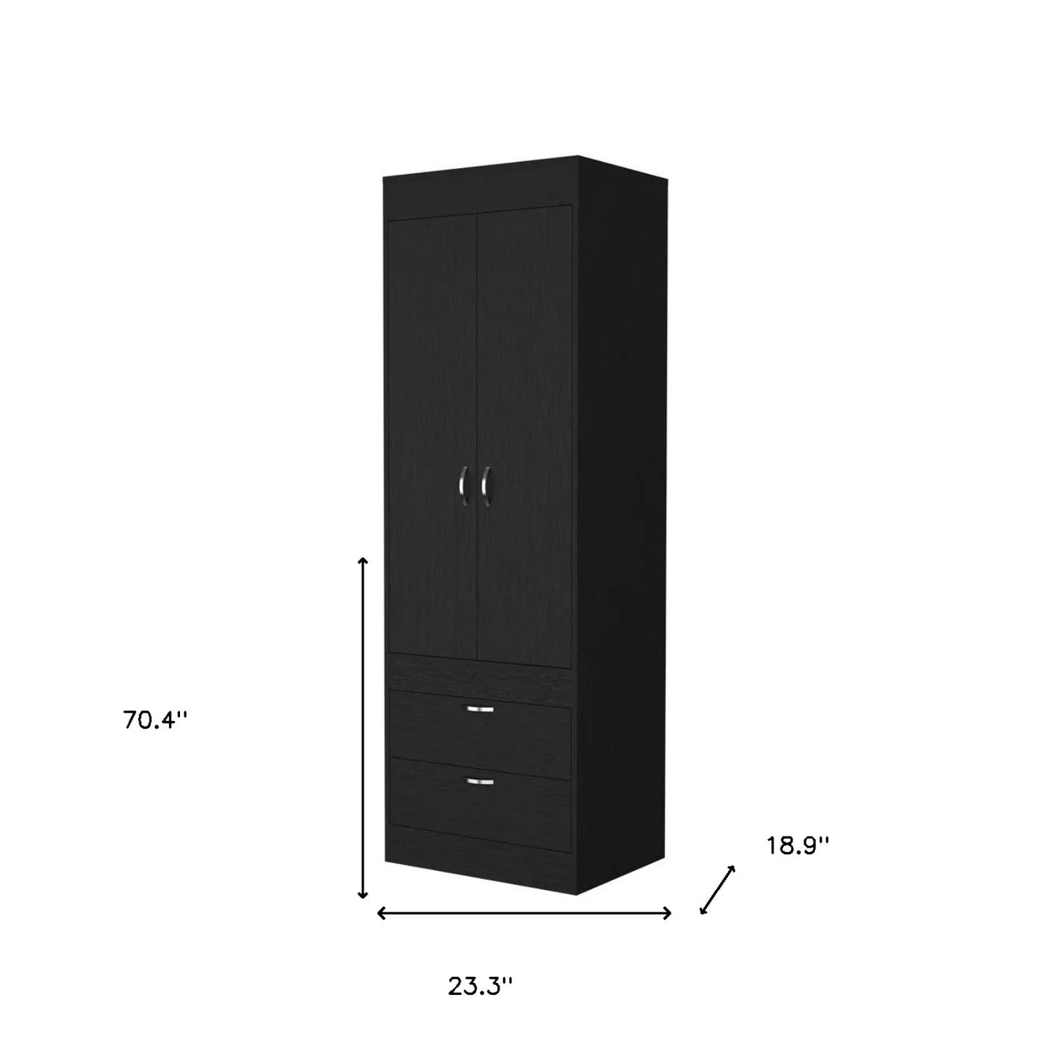 HomeRoots 23" Black Two Drawer Dresser