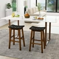 thumbnail image 4 of Costway Woven Saddle Stools Set of 2 31" Faux PU Leather Bar Height Kitchen Stool, 4 of 8