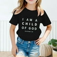 thumbnail image 2 of Curuila Kid Girls Tops Letter Print Crew Neck Short Sleeve Tee Summer Casual Loose T Shirt Black Size 2-4 Years, 2 of 4