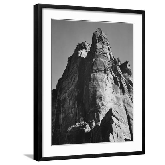 Art.com Rock Formation From Below In Zion National Park Utah. 1933-1942 Art Print by Ansel Adams, Black Frame Wall Art, 23" x 29"
