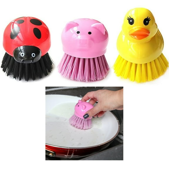 1PC Kitchen Cleaning Brush Animal Duck Pig Dish Potato Vegetable Scrubber Fruit