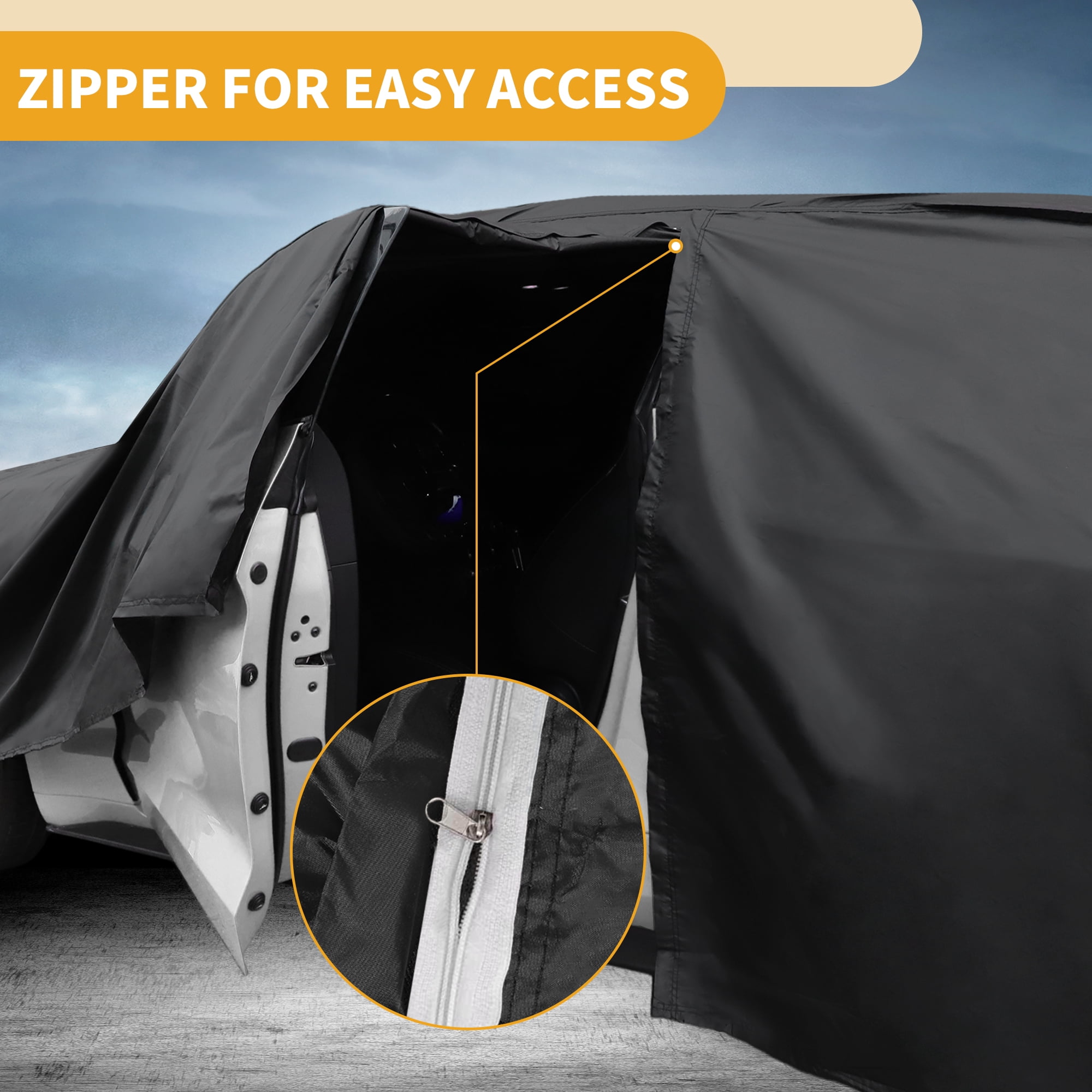 Unique Bargains Universal Waterproof Car Cover for Protection Black 200.79"x57.09"x47.24"