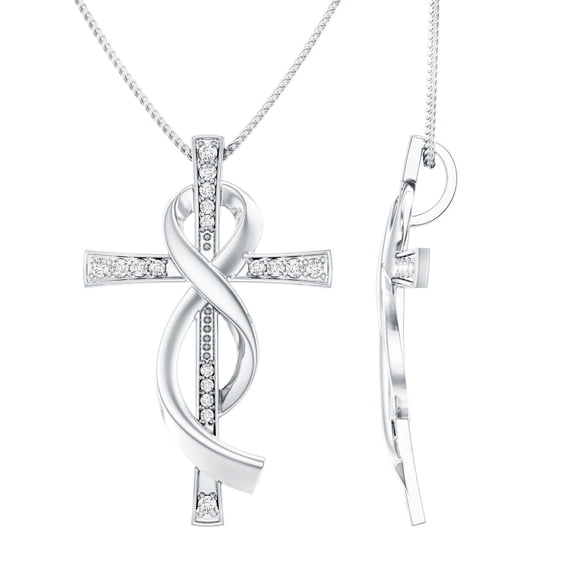 Rosec Jewels Lab Created Diamond Cross Pendant for women (Ef-Vs Quality) - Infinity Cross Necklace - Christmas Jewelry Gift, 925 Sterling Silver