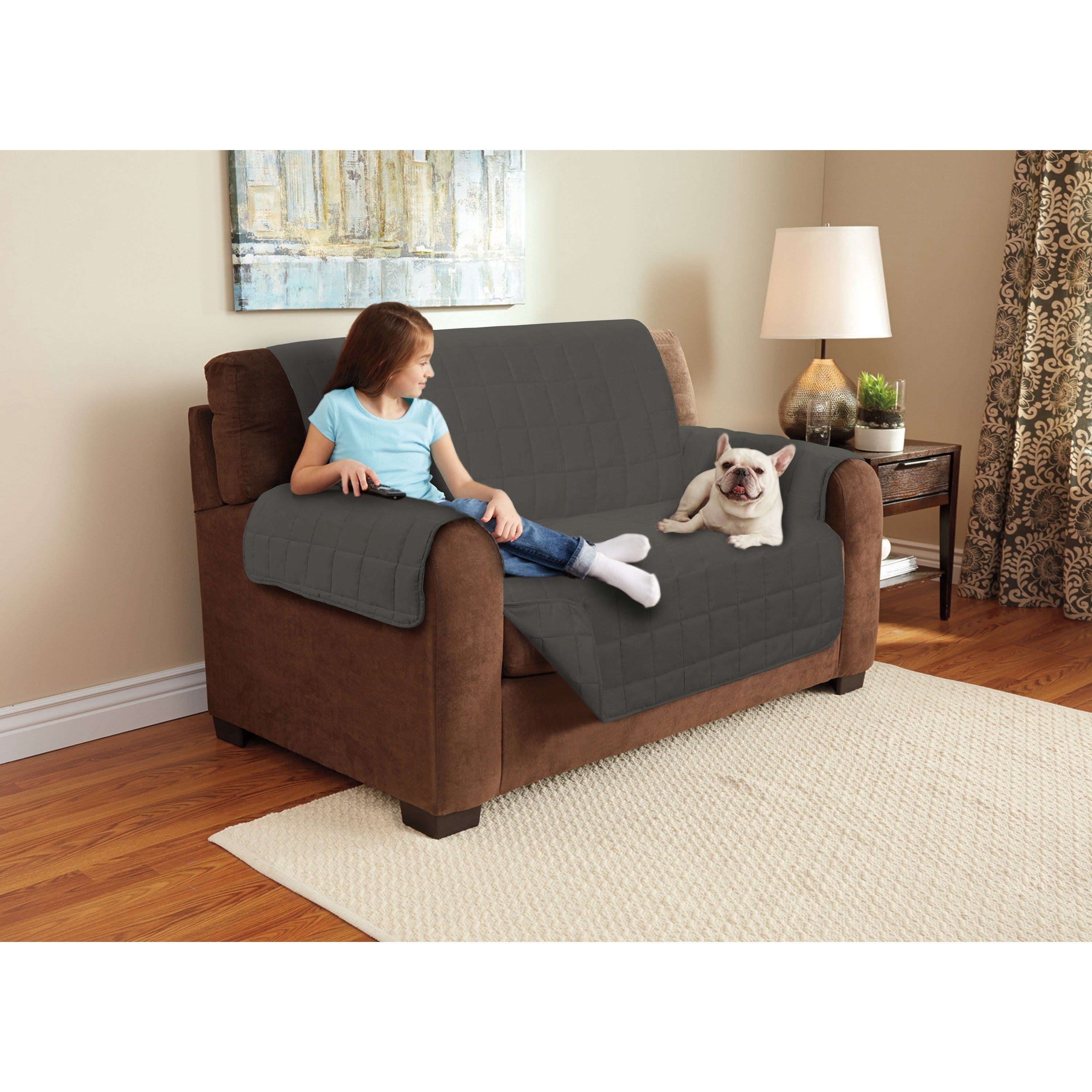 Love Seat Suede Gray Furniture Protector