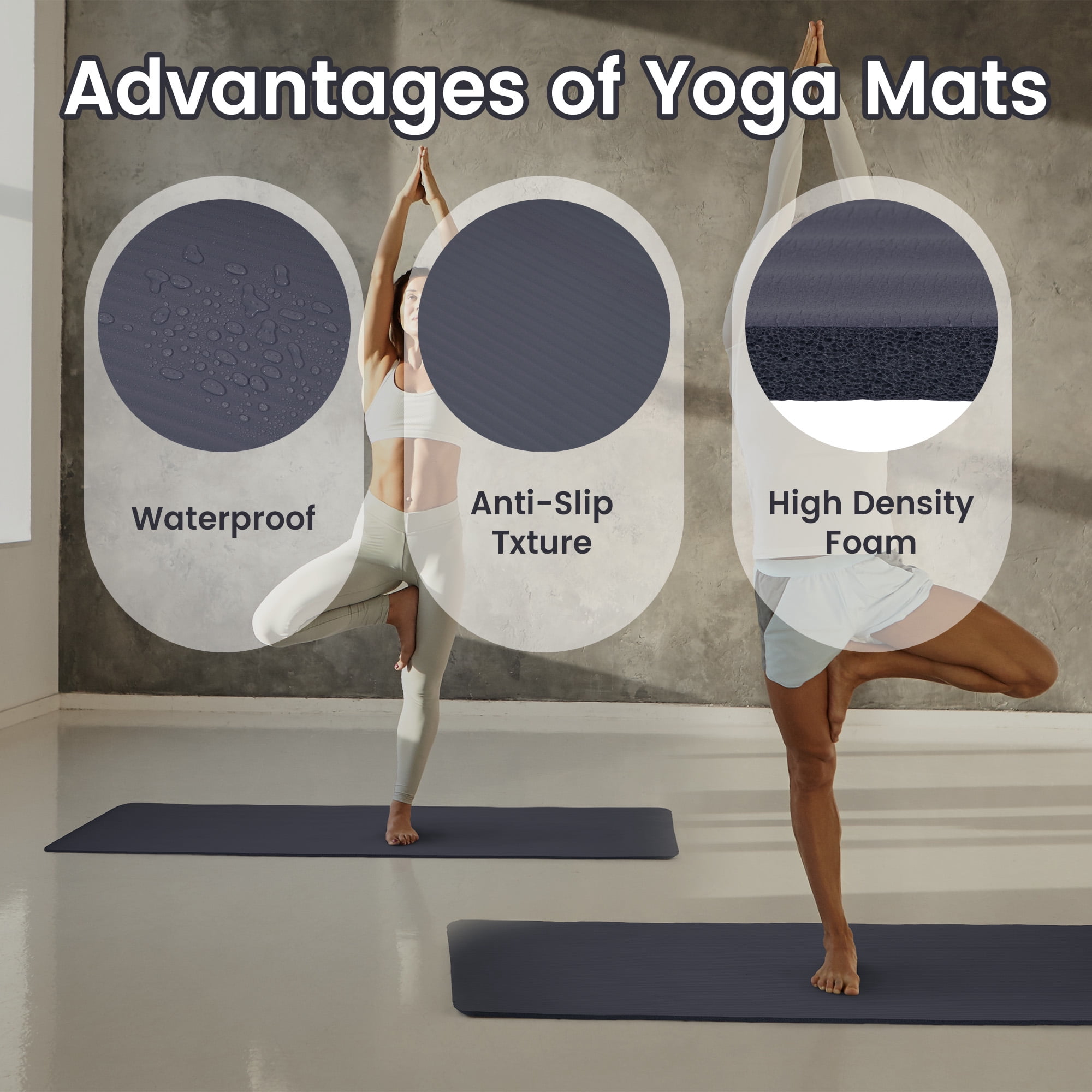 BalanceFrom Extra Thick 1/2" Yoga Mat - 71"x24" Non-Slip Exercise Mat with Carrying Strap, High Density Foam for Spine & Joint Support, Easy Clean & Portable for Hom，Travel，Gym
