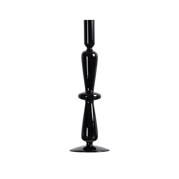 Halloween Themed Black Glass Candlestick Holder Tabletop Decor, Elegant Glass Candle Holder For Halloween Parties Home Decoration, Decorative Candle Stand For Holiday Table Decor Gifting Use Gift