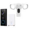 Eufy E82101W3-99 Wireless Video Doorbell 2K HD Two-Way Talk Battery Powered Bundle with Eufy Outdoor Wireless 1080p Security Floodlight Camera