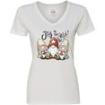 thumbnail image 3 of Inktastic Joy to the World Christmas Gnomes Women's V-Neck T-Shirt, 3 of 5