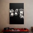 thumbnail image 3 of 1pc Cool Three - Chimpanzees Canvas Wall Art with One Smoking, Hands - Gesturing, Black and White Framed Decor room hanging Wall Picture Decor for Home Gifts, living room, bathroom, bedroom, kitchen, 3 of 8