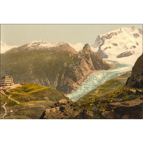 24"x36" Gallery Poster, Monte Rosa Hotel Schwarzsee Valais Alps Switzerland c1895