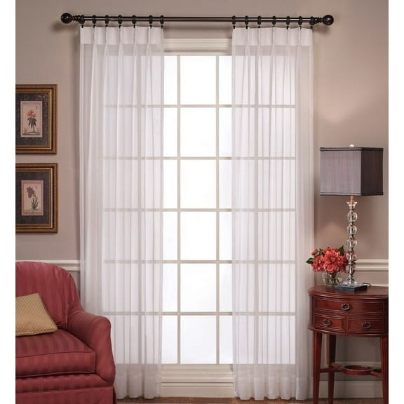 Emelia Sheer ecru pinch-pleated drape pair 96x63