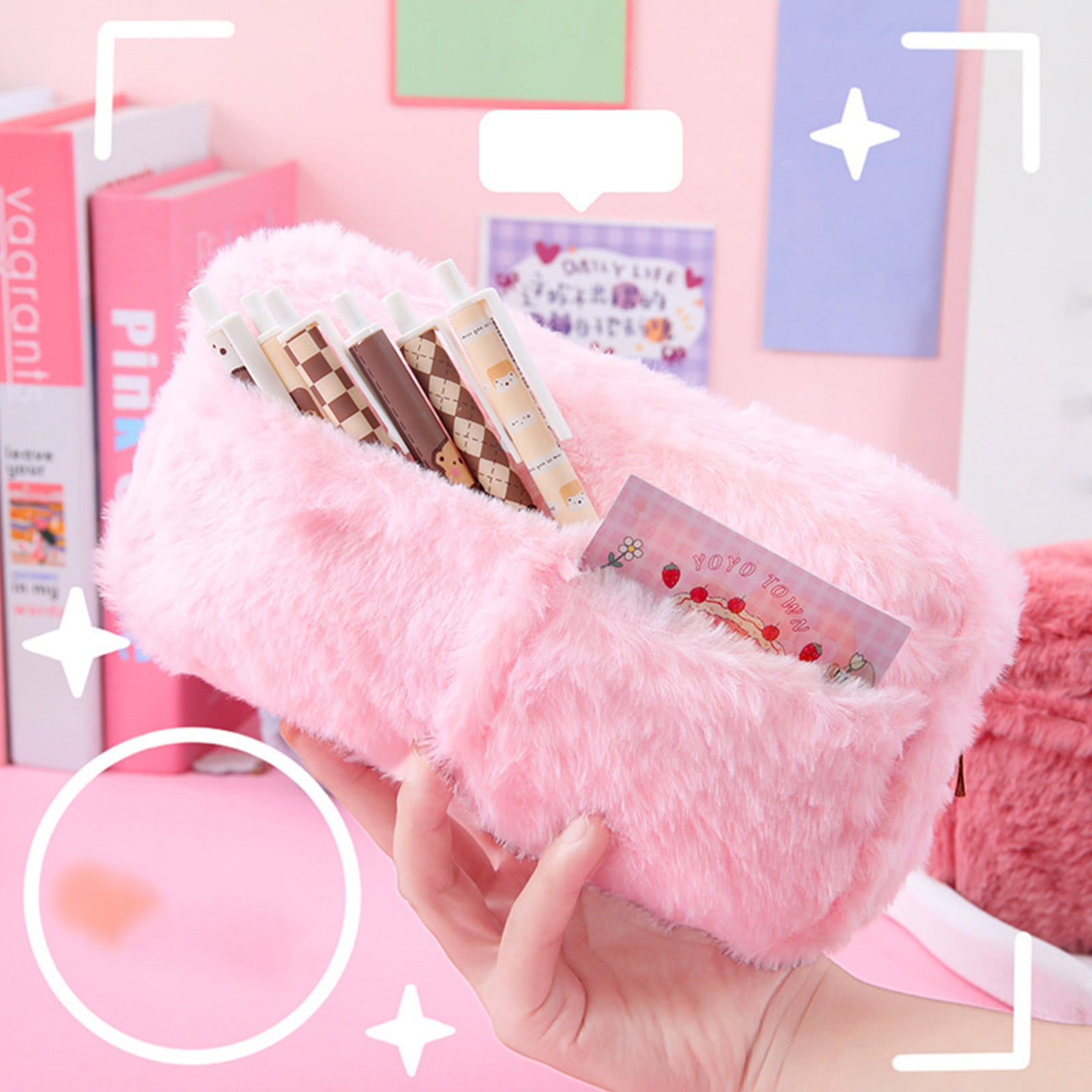 Ovzne Cute Pencil Case, Pencil Pouch for Girls Boy, Soft Pencil Case Bag, Stationery  Organizer, Zipper Pouch, Pencil Holder Bag, School Office Accessories for  Teens Kids Pink Free Size 