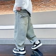 thumbnail image 5 of Boys Wide Leg Jeans Size 10-12 Cargo Jeans Open Bottom Straight Pants Outdoor Pants Kids Loose Sweatpants Trousers Trendy Pants Trending Pants #Z01Blue(5-6 Years), 5 of 5