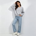 thumbnail image 5 of CHGBMOK Cropped Knit Sweater for Women Crew Neck Long Sleeve Drop Shoulder Pullover Relaxed Fit Casual Tops, 5 of 8