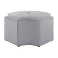thumbnail image 3 of Nicole Miller Cocktail Ottoman Zaid Linen Upholstered Octagon Single Tufted Nailhead Trim Grey/Chrome, 3 of 9