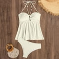 thumbnail image 4 of Summer Saving Clearance! Plus Size Bathing Suit for Women Solid Color Fashion Sexy No Buckle Adjustable Backless Bikinis Sets Swim Top with Shorts, 4 of 7