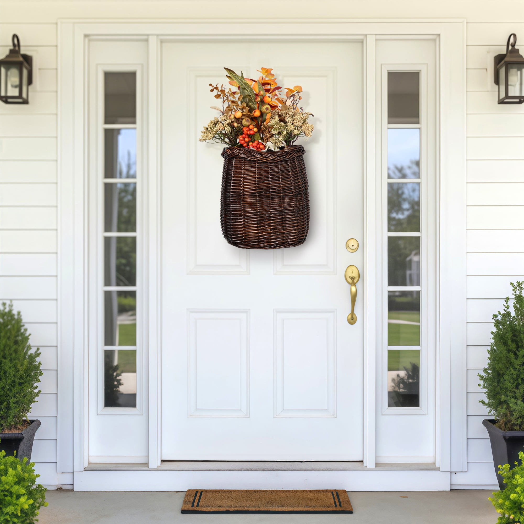 Natural Handwoven Willow Hanging Basket – Rustic Wall or Door Decor and Vegetable & Fruit Storage