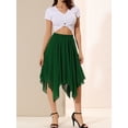thumbnail image 3 of DARING DIVA Women's Asymmetrical Hem Elastic Waist Chiffon Flowy Midi Skirt Large Green, 3 of 6