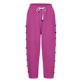 thumbnail image 3 of LEKODE Women's Casual Capris Pants High Waist Pants Drawstring Loose Fit Summer Trousers with Pockets for Beach Vacation Hot Pink M, 3 of 7